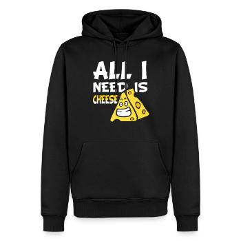 Amateurs de fromage - Ce dont j’ai besoin, c’est de fromage - Sweat à capuche Premium bio Homme - noir - Devant - Nico (187cm)