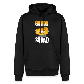 Amateurs de fromage - Funny Gouda Squad - Sweat à capuche Premium bio Homme - noir - Devant - Nico (187cm)
