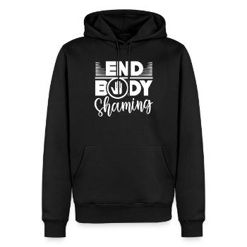 Body Shaming Beenden Bodyshaming Ärgern Stoppen - Männer Premium Bio Hoodie - Schwarz - Vorne - Nico (187cm)