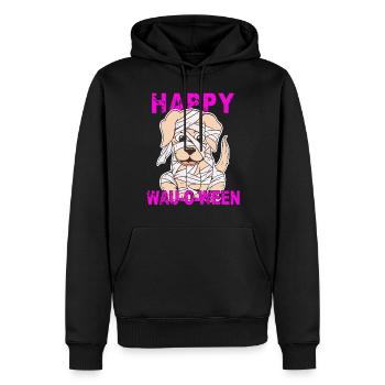 HUND HAPPY WAU-O-WEEN - Männer Premium Bio Hoodie - Schwarz - Vorne - Nico (187cm)