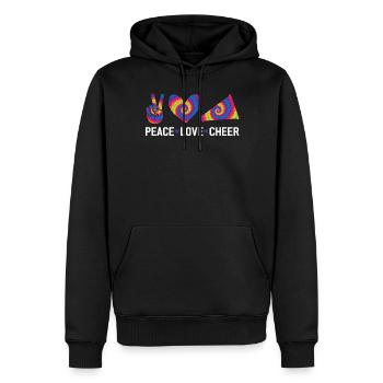 Cheerleading Saying Slogan - Peace Love Cheer - Männer Premium Bio Hoodie - Schwarz - Vorne - Nico (187cm)