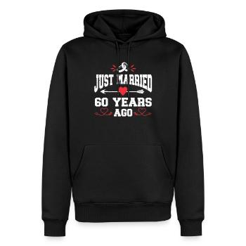Je viens de me marier il y a 60 ans 60e anniversaire de mariage - Sweat à capuche Premium bio Homme - noir - Devant - Nico (187cm)