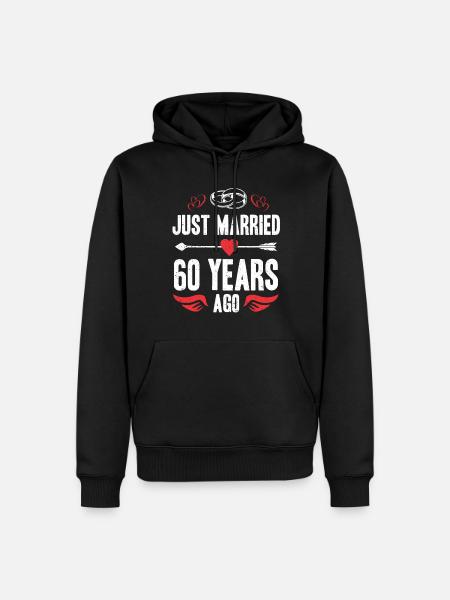Just Married 60 Years Ago 60th Wedding Anniversary - Ekologisk premiumluvtröja herr - svart
