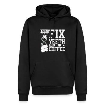 Réparera les dents pour le dentiste au café - Sweat à capuche Premium bio Homme - noir - Devant - Nico (187cm)