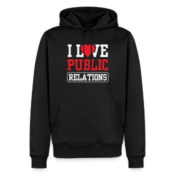 Ich Liebe Public Relations Job Beruf PR - Männer Premium Bio Hoodie - Schwarz - Vorne - Nico (187cm)