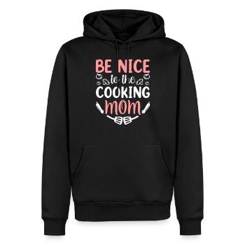 Soyez gentil avec la maman cuisinière cuisinier - Sweat à capuche Premium bio Homme - noir - Devant - Nico (187cm)