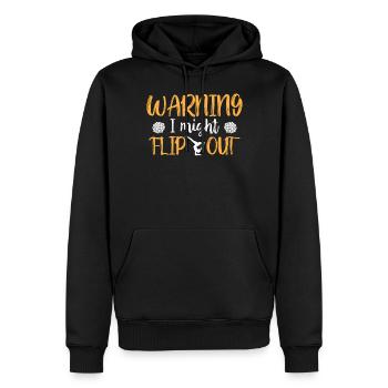 Cheerleading Saying Slogan - Warning I Might Flip - Männer Premium Bio Hoodie - Schwarz - Vorne - Nico (187cm)