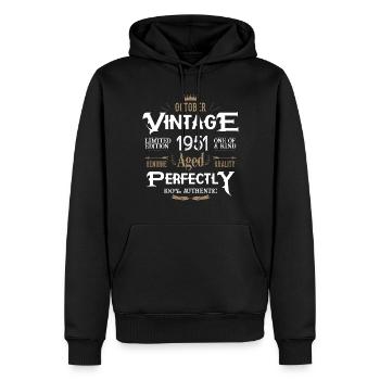 Octobre 1951 naissance Legends Birthday - Sweat à capuche Premium bio Homme - noir - Devant - Nico (187cm)