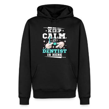 Restez calme le dentiste est ici - Sweat à capuche Premium bio Homme - noir - Devant - Nico (187cm)