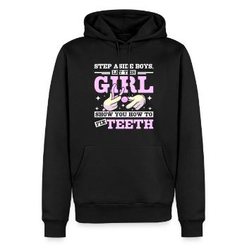 Laissez cette fille vous montrer comment réparer les dents - Sweat à capuche Premium bio Homme - noir - Devant - Nico (187cm)