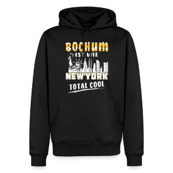 BOCHUM IST WIE NEW YORK - Männer Premium Bio Hoodie - Schwarz - Vorne - Nico (187cm)