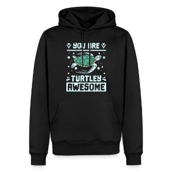 Vous êtes tortue génial - Sweat à capuche Premium bio Homme - noir - Devant - Nico (187cm)