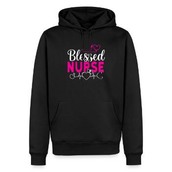Infirmière bienheureuse Krankenschwester - Sweat à capuche Premium bio Homme - noir - Devant - Nico (187cm)