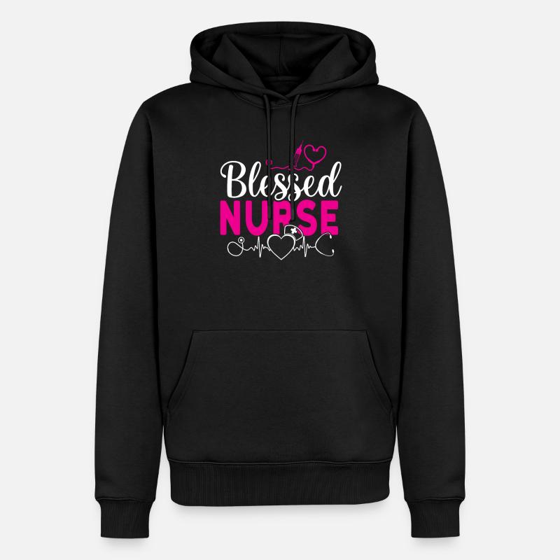 Infirmière bienheureuse Krankenschwester - Sweat à capuche Premium bio Homme - noir