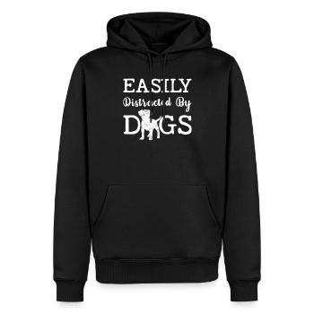 Facilement distrait par les chiens - Sweat à capuche Premium bio Homme - noir - Devant - Nico (187cm)