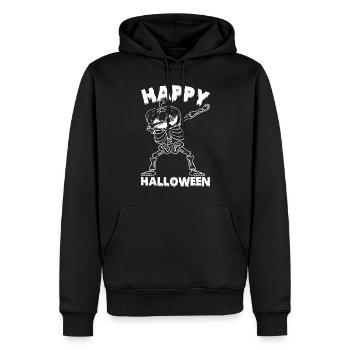 Halloween Dabbing Squelette avec citrouille - Sweat à capuche Premium bio Homme - noir - Devant - Nico (187cm)