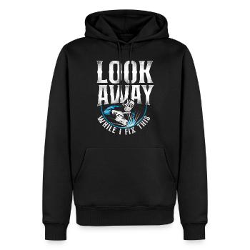 Welder Welding Vintage Look Away - Männer Premium Bio Hoodie - Schwarz - Vorne - Nico (187cm)