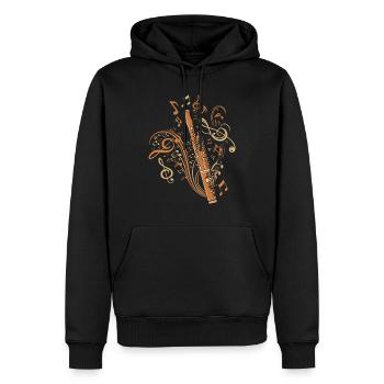 hautbois, joueur, instrument de musique, big band, basson - Sweat à capuche Premium bio Homme - noir - Devant - Nico (187cm)