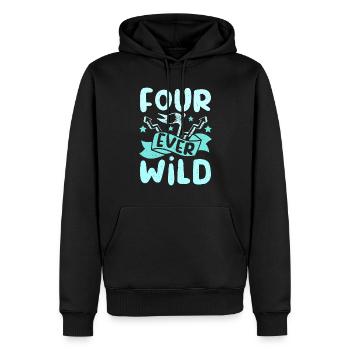 4th birthday four ever wild - Männer Premium Bio Hoodie - Schwarz - Vorne - Nico (187cm)