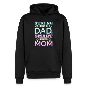 Strong like my dad smart like my mom - Männer Premium Bio Hoodie - Schwarz - Vorne - Nico (187cm)