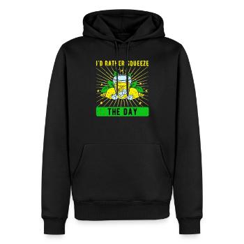 Limonadenverkäufer Squeeze The Day Limonade - Männer Premium Bio Hoodie - Schwarz - Vorne - Nico (187cm)