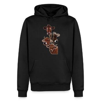 Vier Köpfe von vier Kühen - Männer Premium Bio Hoodie - Schwarz - Vorne - Nico (187cm)