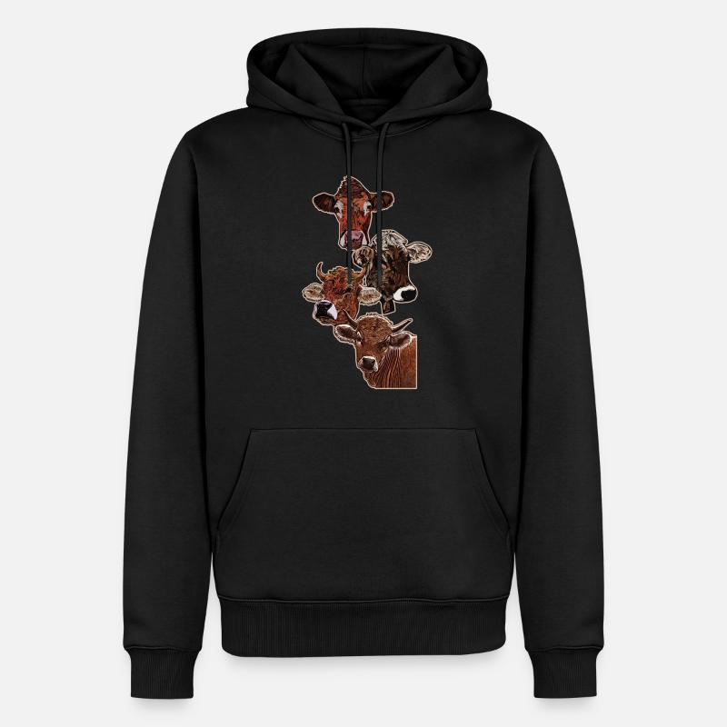 Quatre têtes de quatre vaches - Sweat à capuche Premium bio Homme - noir