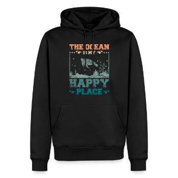 L’océan est mon endroit heureux - Sweat à capuche Premium bio Homme - noir - Devant - Nico (187cm)