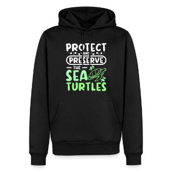 Protéger et préserver les tortues de mer - Sweat à capuche Premium bio Homme - noir - Devant - Nico (187cm)