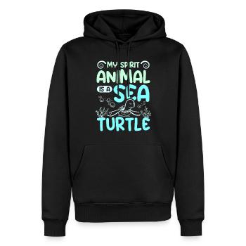 Mon animal spirituel est une tortue de mer - Sweat à capuche Premium bio Homme - noir - Devant - Nico (187cm)
