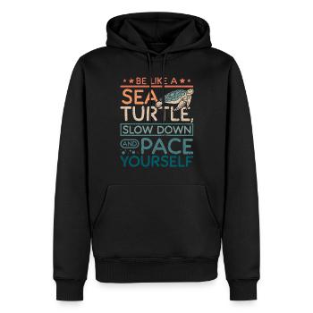 Sea turtle slow down and pace yourself - Men’s Premium Organic Hoodie - black - Front - Nico (187cm)
