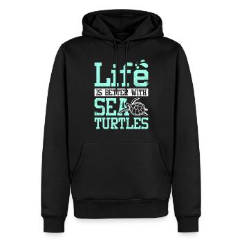 La vie est meilleure avec les tortues de mer - Sweat à capuche Premium bio Homme - noir - Devant - Nico (187cm)