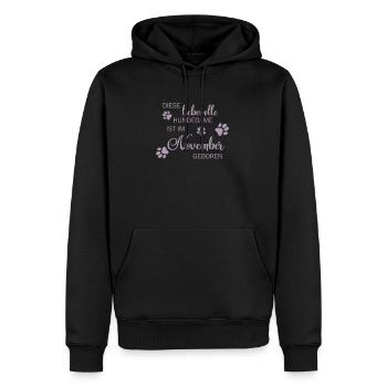 Liebevolle Hundedame ist im November geboren - Männer Premium Bio Hoodie - Schwarz - Vorne - Nico (187cm)