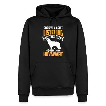Ich habe an meinen Hovawart gedacht - Männer Premium Bio Hoodie - Schwarz - Vorne - Nico (187cm)
