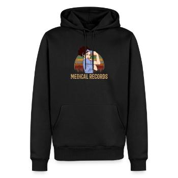Medical Records girl, Appreciation Medical Records - Männer Premium Bio Hoodie - Schwarz - Vorne - Nico (187cm)