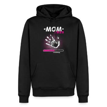 Grossesse Garçon ou Fille 2023 - Sweat à capuche Premium bio Homme - noir - Devant - Nico (187cm)