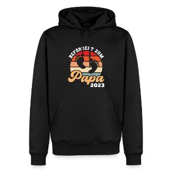 Befördert zum Papa 2023 Werdender Vater - Männer Premium Bio Hoodie - Schwarz - Vorne - Nico (187cm)
