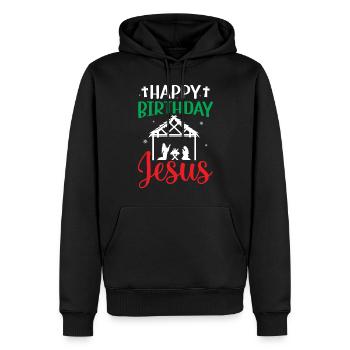 Noël moche - Joyeux anniversaire Jésus-Christ - Sweat à capuche Premium bio Homme - noir - Devant - Nico (187cm)