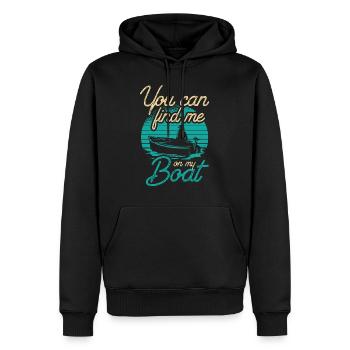 Vous pouvez me trouver sur mon bateau de navigation de plaisance - Sweat à capuche Premium bio Homme - noir - Devant - Nico (187cm)