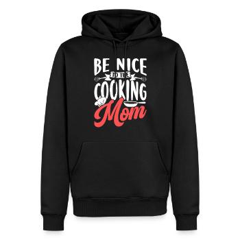Soyez gentil avec la maman cuisinière cuisinier - Sweat à capuche Premium bio Homme - noir - Devant - Nico (187cm)