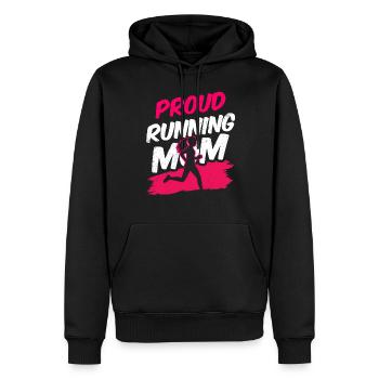 Fière coureuse Maman Jogging Mère Running - Sweat à capuche Premium bio Homme - noir - Devant - Nico (187cm)