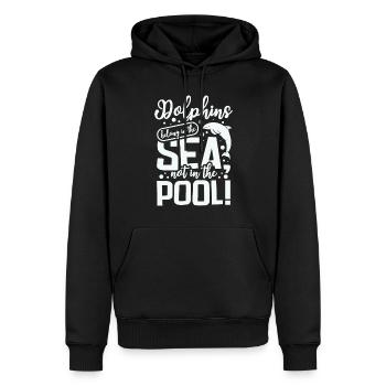 Dolphins belong in the sea not in the pool - Männer Premium Bio Hoodie - Schwarz - Vorne - Nico (187cm)