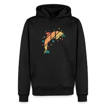 Dauphin rétro vintage - Sweat à capuche Premium bio Homme - noir - Devant - Nico (187cm)