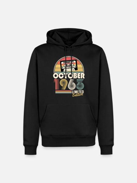 Octobre 1963 Vintage Cadeau d’anniversaire - Sweat à capuche Premium bio Homme - noir