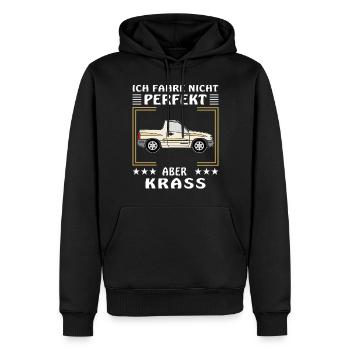 AUTO ICH FAHRE NICHT PERFEKT ABER KRASS - Männer Premium Bio Hoodie - Schwarz - Vorne - Nico (187cm)