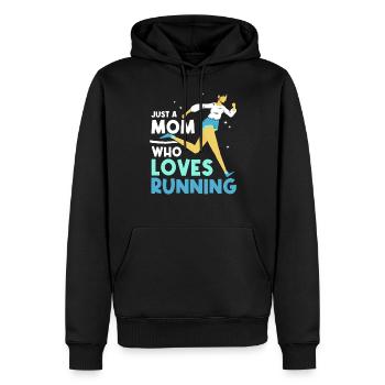 Juste une maman qui aime courir maman jogging - Sweat à capuche Premium bio Homme - noir - Devant - Nico (187cm)