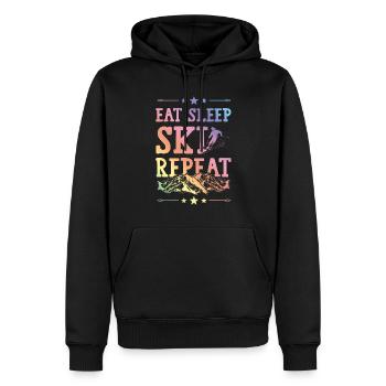 Eat Sleep Ski Repeat - Männer Premium Bio Hoodie - Schwarz - Vorne - Nico (187cm)