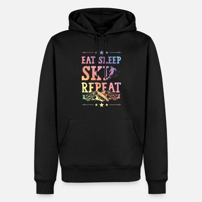 Eat Sleep Ski Repeat - Männer Premium Bio Hoodie - Schwarz