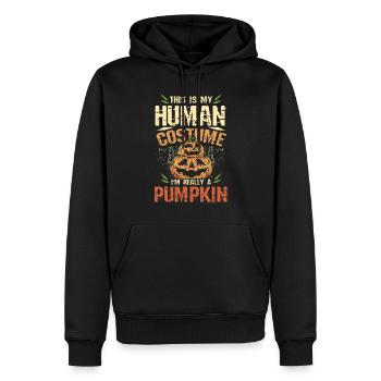 C’est mon costume humain Je suis une citrouille - Sweat à capuche Premium bio Homme - noir - Devant - Nico (187cm)