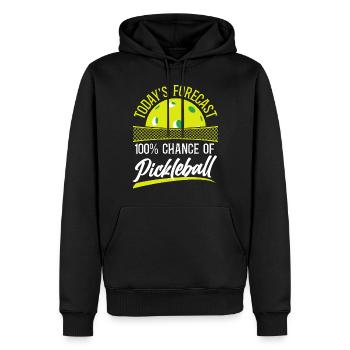 Pickleball Today's Forecast 100% - Männer Premium Bio Hoodie - Schwarz - Vorne - Nico (187cm)